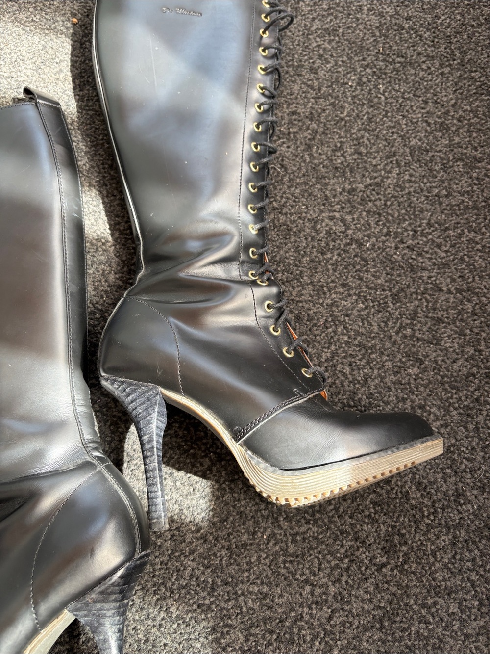 Dr Martens Gilda heeled black knee high tall boots - Picture 6 of 12